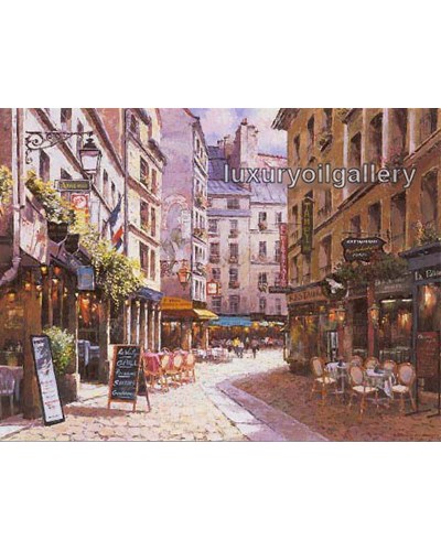 ציור שמן רחוב ציורי בתי קפה ומסעדות בונציה